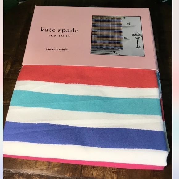 kate spade Other - KATE Spade New York Shower Curtain Pink Blue Yellow * Painted Stripe *Brand New